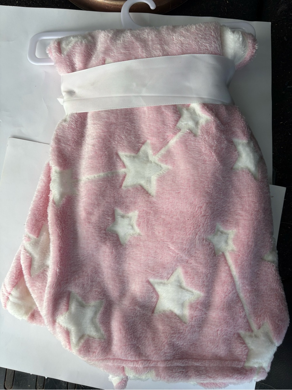Pink with glow in the dark Star Print Plush baby blanket